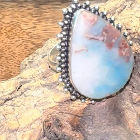 Larimar Natural Gemstone vintage Ring
